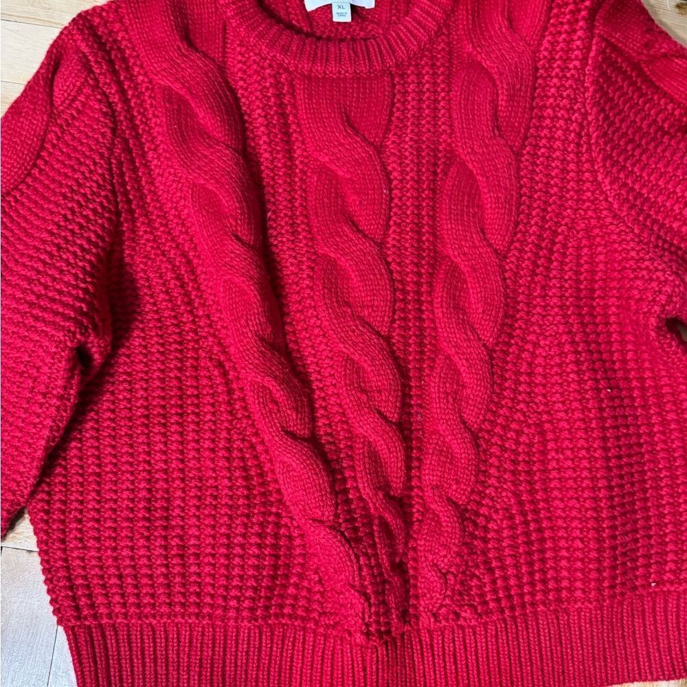 Banana Republic Cherry Red Cable Knit Sweater